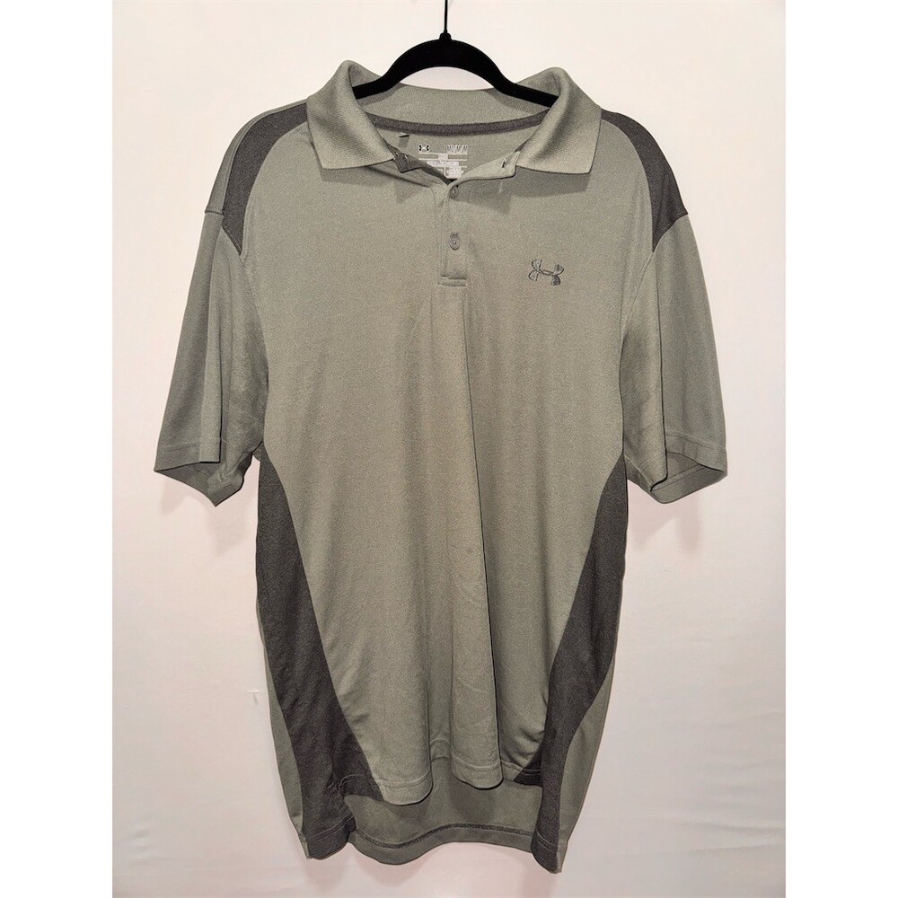 Under Armour HeatGear Polo Shirt Mens M Gray Colorblock Short Sleeve Golf